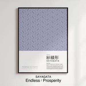 Sayagata | Symbool van continuïteit en eeuwige welvaart | Japans patroon betekent kunst | Minimaal Japans-decor