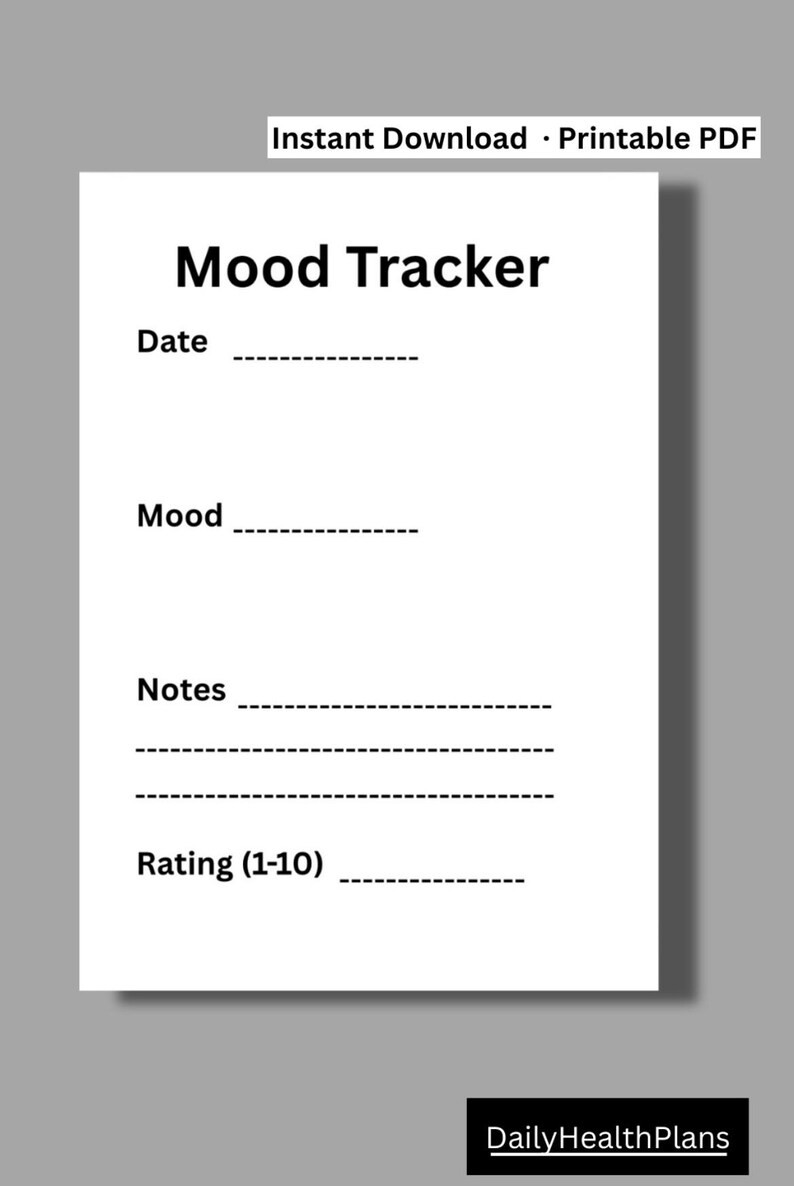Daily Mood Tracker Printable | Mental Health Journal (A4 PDF Download ...