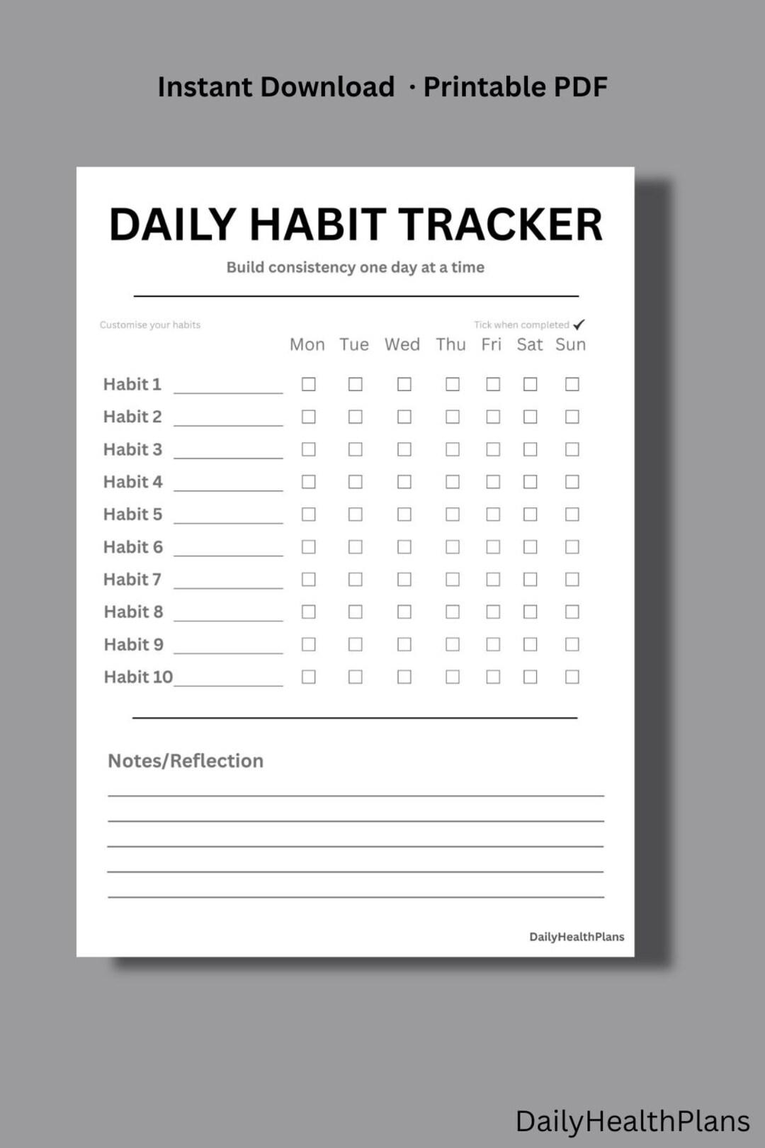 Daily Habit Tracker Printable | Minimalist Self-care Routine Planner ...