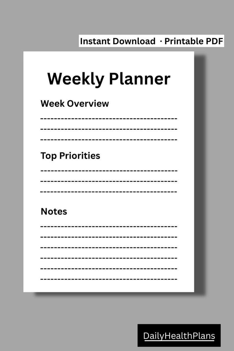 Minimal Weekly Planner Printable | A4 Simple Schedule (PDF Download) - Etsy