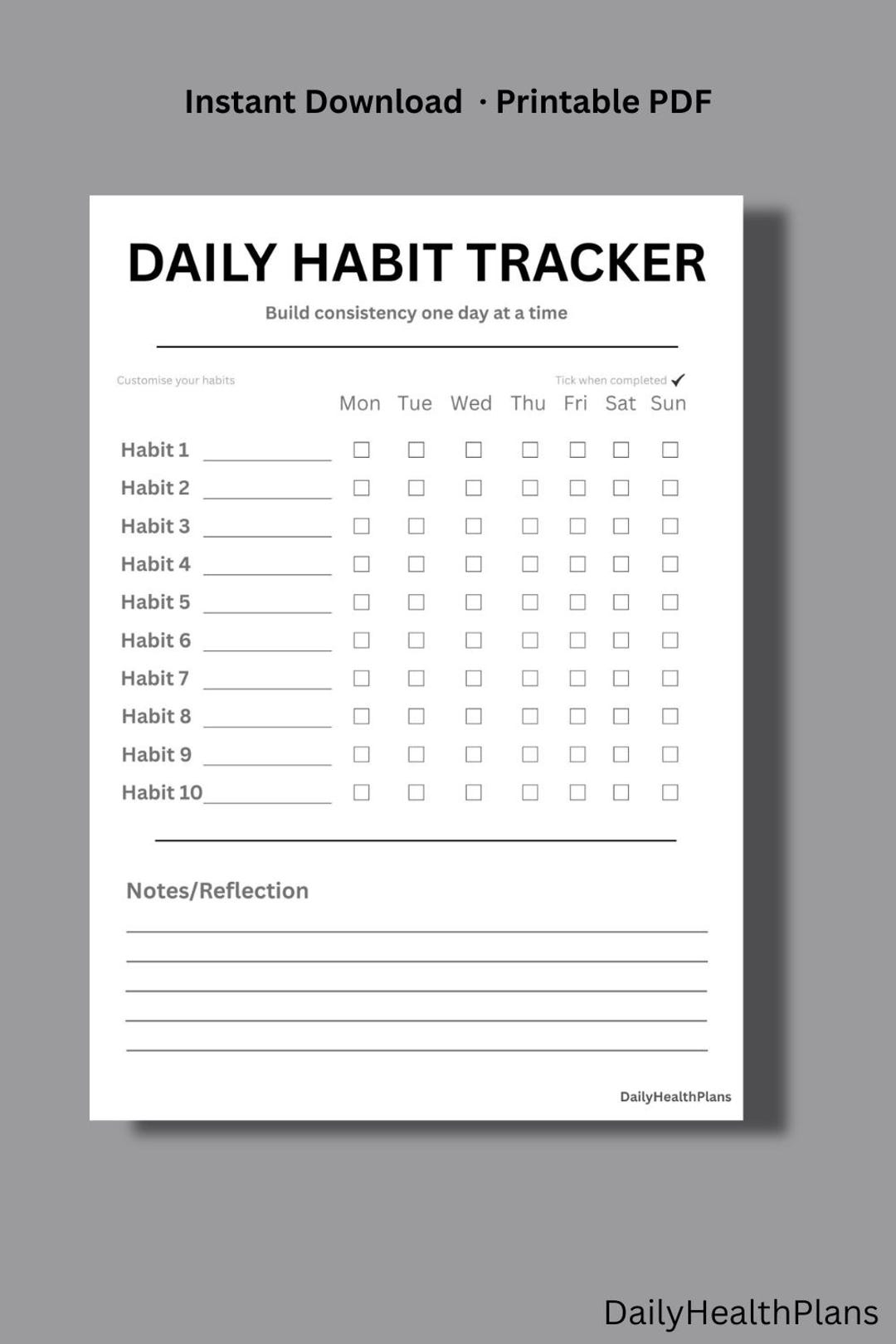 Daily Habit Tracker Printable | Minimalist Routine Planner (digital ...