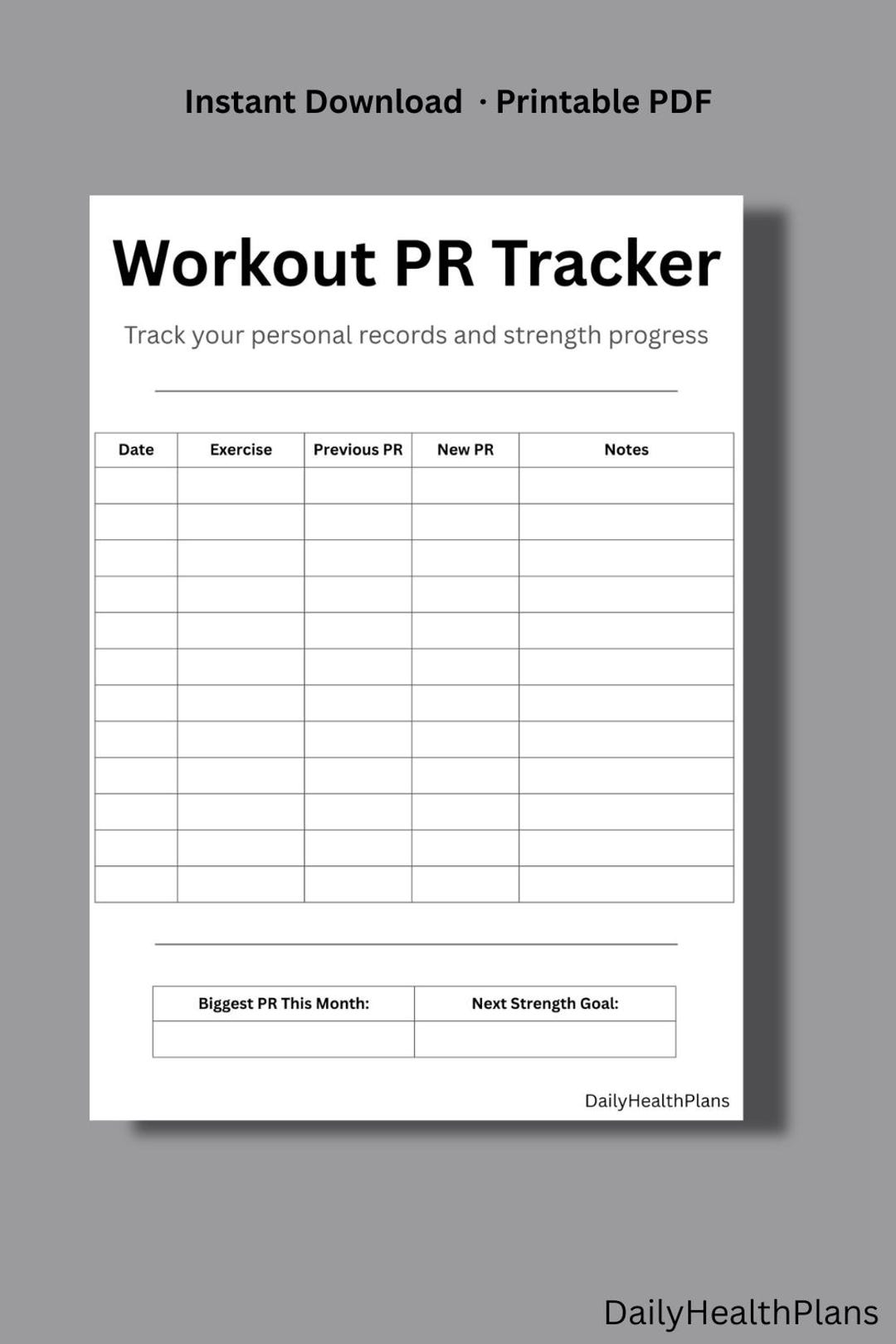 Pro Tracker Worksheet Workout PR Tracker Printable | Personal Record Tracker | Gym Progress ...