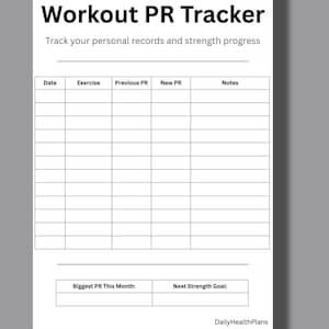 Workout PR Tracker | Strength Training Log (A4 Printable PDF)