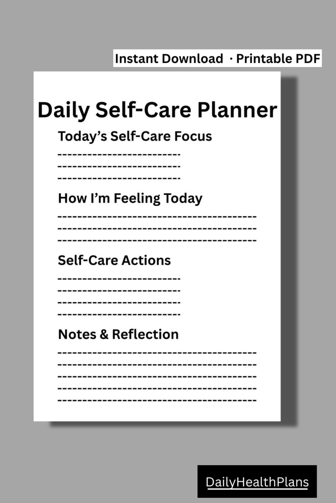 Daily Self-care Planner Printable | Simple Self Care Planner | Wellness
