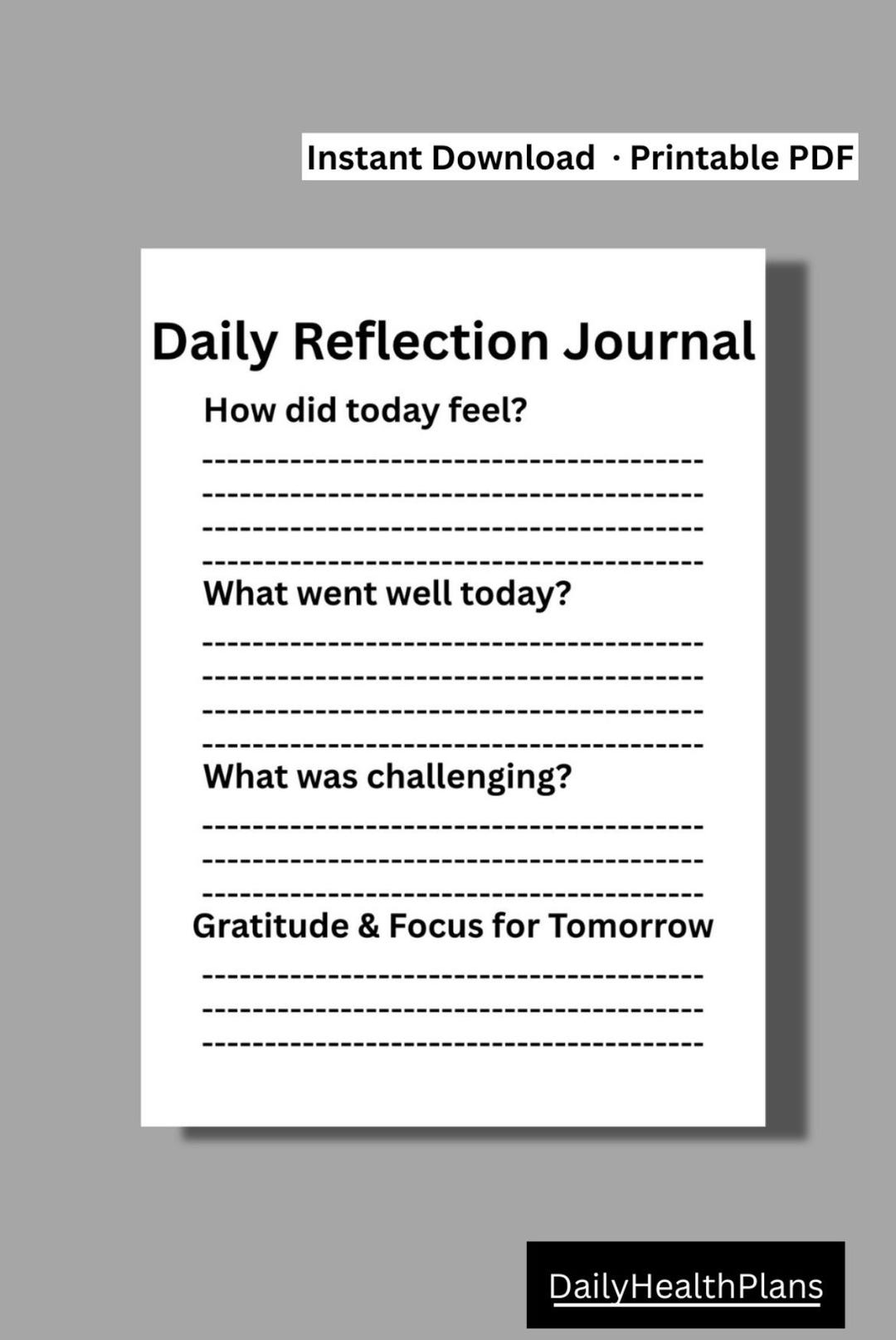 Daily Reflection Journal Printable | Mindfulness & Gratitude (PDF A4 ...