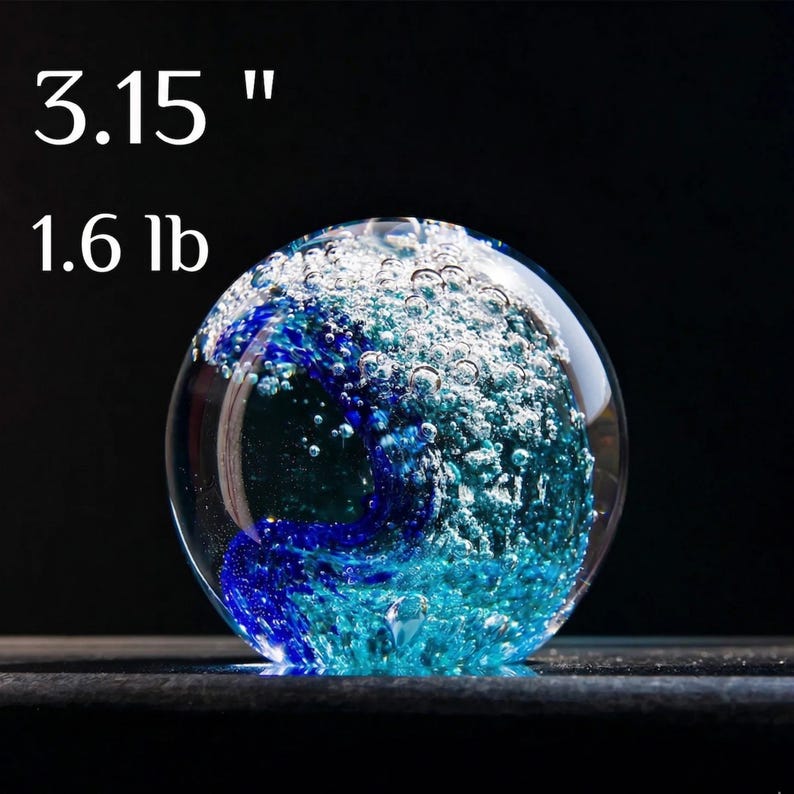 Ocean Wave Crystal Ball | Hand Blown Glass Ocean Wave Ball | Nautical ...