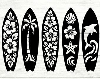 Surfboard SVG Bundle | Beach Surf SVG EPS for Cricut | Tropical Summer Surfboard Clipart, Ocean Cut File