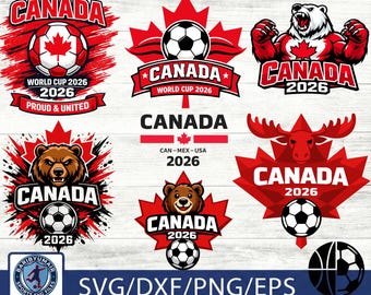 Ensemble SVG 2026 de Canada Soccer | Design de maillot de supporter de football PNG | Téléchargement numérique de l'équipe de Cricut Canada
