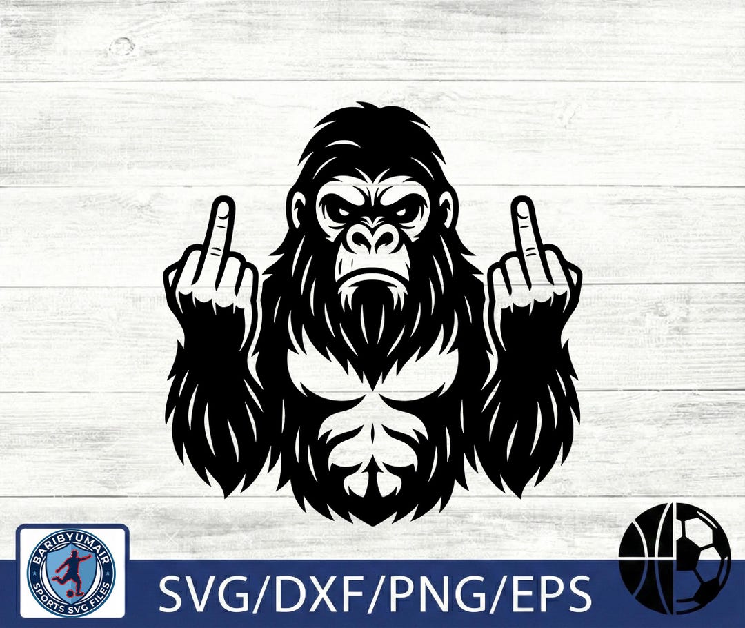 Monkey Background Rude Finger Angry Gorilla Middle Finger SVG PNG | Funny Rude Monkey Clipart for ...
