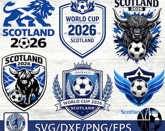 Ecosse 2026 Football SVG Bundle | Fan de football écossais PNG| Mascotte de lion des Highlands, conception de chemise coupe Cricut