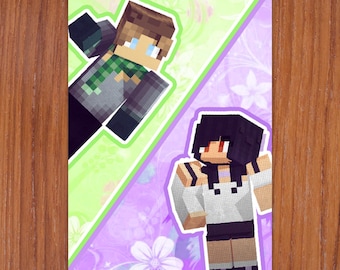 Laurmau 4x6 Aphmau MyStreet Laurance Impresión postal púrpura y verde