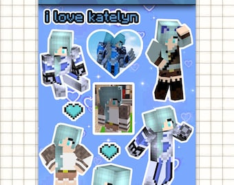 Hoja de calcomanías de Katelyn / Aphmau Minecraft Diaries/MyStreet, calcomanías de vinilo brillantes de 4 x 6 pulgadas
