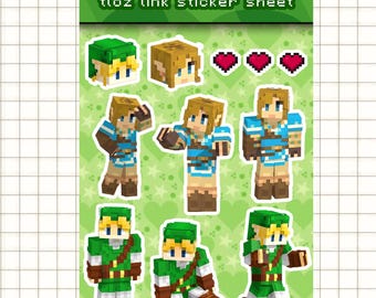 Pixel Craft Legend of Link Hero Gamer 4x6 Sticker Sheet Vinyl Decals Stickers Decor Pack