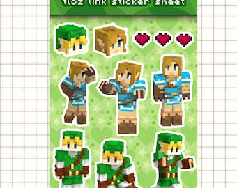 Pixel Craft Legend of Link Hero Gamer 4x6 Sticker Sheet Vinyl Decals Stickers Decor Pack
