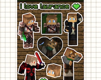 Hoja de pegatinas de Laurance Zvahl / Aphmau Minecraft Diaries/MyStreet, vinilo brillante de 4 x 6 pulgadas