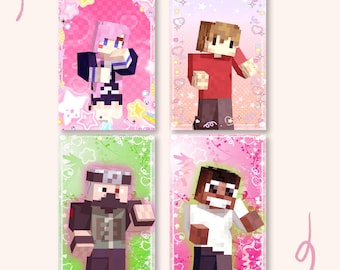 Tarjetas fotográficas holográficas laminadas inspiradas en Life Series y Hermitcraft K-pop Idol