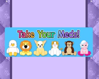 Webkinz Inspired Tag Vinyl Sticker Take Your Meds Virtual Pet Y2K 2000s Nostalgia