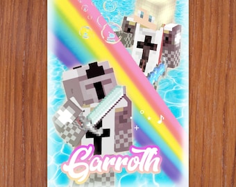 Impresión de postal de Aphmau 4x6 MyStreet Blue Y2K Garroth Ro'meave