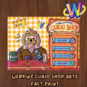 Postal de Webkinz Kawaii Curio Shop Arte Fact, impresión de pared, póster, decoración de habitación, 5 x 7 pulgadas