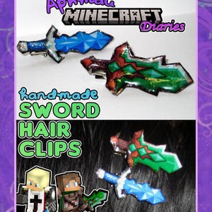 Aphmau Garroth & Laurance Minecraft Diaries Handmade Sword Hairclips