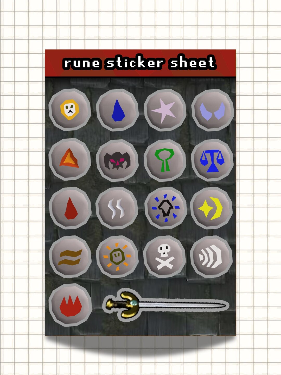 Pixel Gamer Runes Old School OSRS 4x6 Sticker Sheet Vinyl Decals ...