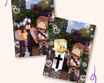 Aphmau Diaries Ship/Duo Collectible Character Fanmade Cards Kpop Idol Inspired Photocard Set, Holographic