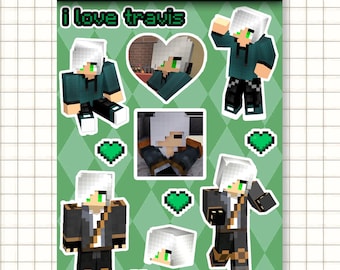 Hoja de pegatinas de Travis Valkrum / Aphmau Minecraft Diaries / MyStreet Pegatinas de vinilo de 4x6