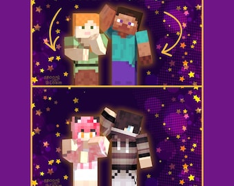 Impresión de pared personalizada de Minecraft - Estrella morada :D Postal personalizada Decoración fotográfica de personaje