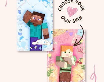 Tarjetas holográficas laminadas con skins personalizadas de Minecraft, set de tarjetas fotográficas personalizadas inspiradas en ídolos del K-pop.