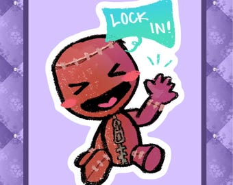 LBP Sackboy Wateroproof Lock In Meme Vinyl Sticker