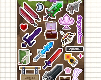 Hoja de pegatinas MCD / Aphmau Minecraft Diaries / MyStreet Pegatinas de vinilo brillantes de 4x6