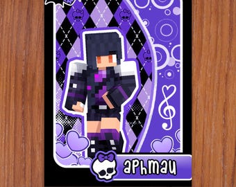 Postal gótica Y2K de 5x7 inspirada en la caja de muñecas monstruo de Aphmau MyStreet Phoenix Drop High