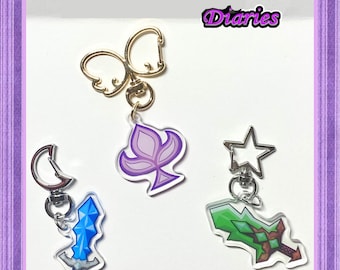 Aphmau, Garroth, & Laurance MCD Diaries Keychain Charms