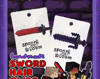 Aphmau Aaron Lycan & Shadow Knight MCD Diaries Handmade Sword Hairclips