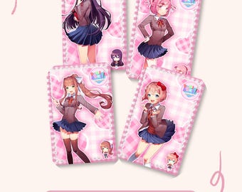 DDLC Doki Doki Anime Literature Kpop Idol Inspired Photocard Set, Holographic Laminated Cards