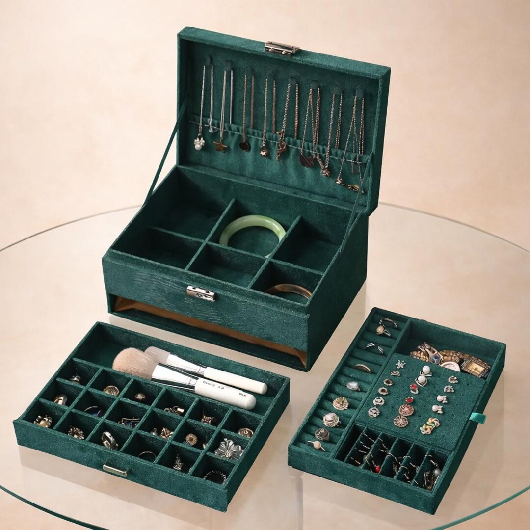 Vintage Jewellery Box 3 Levels - the Chic Box for Rings, Necklaces ...