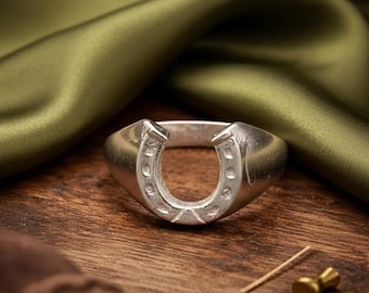 Handmade Sterling Silver Horseshoe Ring: Western Biker Style
