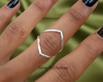 Chevron 925 Sterling Silver Splint Ring, Arthritis Band
