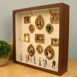 Personalized Mini Museum Photo Box - DIY 11 Mini Frames & LED Lights - Custom Couple Gift, Anniversary, Valentine's Day Keepsake