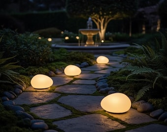 Solar Garden Stone Lights Outdoor Pebble Path Lamps Waterproof Solar Walkway Decor Set of Glow Rock Lights Landscape Lighting