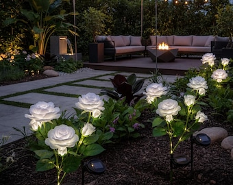 Solar Rose Garden Lights Outdoor Decor Waterproof Flower Stakes for Pathway Yard Art Landscape Lighting Gift for Gardeners Mothers Day