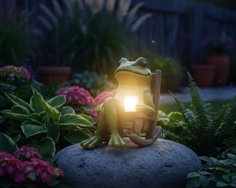 Solar Frog Garden Statue – LED Lawn Ornament, Outdoor Decor
