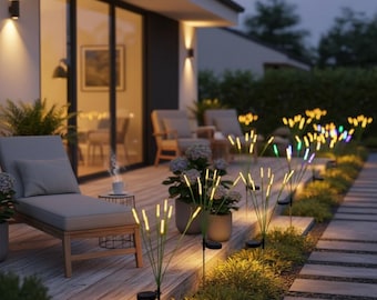 Solar Garden Lights Outdoor Decorative, Waterproof Solar Stake Lights for Pathway Patio Yard, Solar Landscape Lighting, Garden Decor Gift