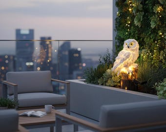 Solar Owl Garden Statue: Waterproof LED Landscape Decor for Yard, Patio, Path