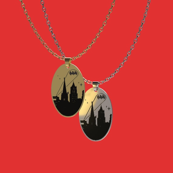 Batman Superbat Pendant Enamel Necklace- Gold available
