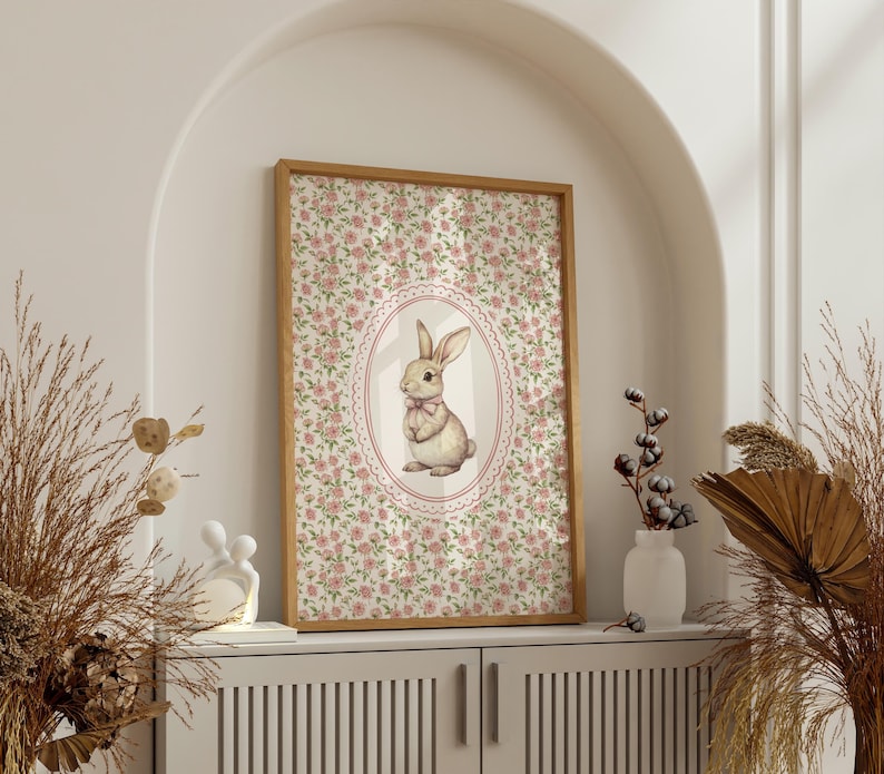 Bunny and Roses Nursery Art Set, Vintage Bunny Gallery Set of 2 ...