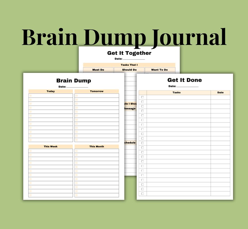 Brain Dump Journal Printable | Mental Clarity &amp; Thought Organizer PDF | Instant Download - Etsy ...