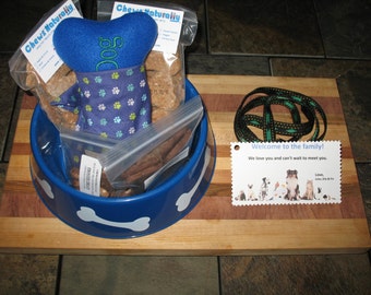 Custom Large Doggy Gift Basket with Homemade Treats + Bandana & Toy