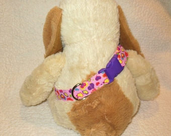 Custom Handmade Extra Large Pink W/ Multi Colored Hearts Dog Collar