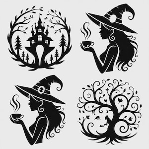 Wicked Halloween SVG Bundle, Haunted House, Witch Silhouette (Digital Download)